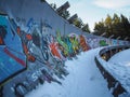 Ruins of Olympic bobsled track in Sarajevo, Bosnia in wintertime