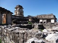 Ruins of the palace at ancient Mayan city of Palenque in Mexico Royalty Free Stock Photo