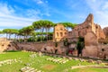 Ruins of the Palace of Domus Severiana in Rome, Italy. Summer sunny day Royalty Free Stock Photo