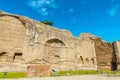 The ruins of Palestra ( or Palaestra ) in the ancient roman Baths of Caracalla ( Thermae Antoninianae ) Royalty Free Stock Photo