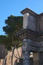 Ruins of peristyle at the Temple of Minerva which defined the Forum of Nerva in Rome, Italy Royalty Free Stock Photo