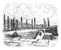 Ruins of Persepolis, vintage illustration