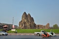 Ruins of Phra Prang Sam Yod, an ancient Buddhist temple in Lopburi known for its monkeys, as seen from Racha Manu main road