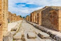 Ruins of Pompeii with stepping stones Royalty Free Stock Photo