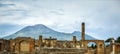 Ruins of Pompeii with Vesuvius in the distance, Italy Royalty Free Stock Photo