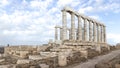 Temple of Poseidon and sky with clouds