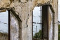Ruins of the post exchange window of the federal prison of Alcatraz Island of the United States in the bay of San Francisco Royalty Free Stock Photo