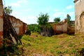 Ruins. Pulpit Inside fortified medieval saxon evangelic church in the village Felmer, Felmern, Transylvania, Romania. Royalty Free Stock Photo