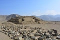 Ruins of a pyramid in Caral, Peru Royalty Free Stock Photo