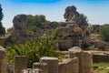 Ruins of the thermal Roman bath in Pythagorion Royalty Free Stock Photo