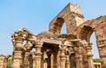 Ruins of Quwwat ul-Islam Mosque at the Qutb complex in Delhi, India Royalty Free Stock Photo