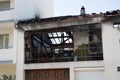 Ruins and remains of a burned down house