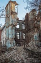 Ruins residential multistory house Royalty Free Stock Photo