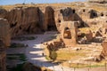 Ruins of rock cut building in Dara ancient city.