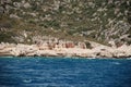 Ruins on the rocky shore of the Mediterranean in Turkey near Antalya