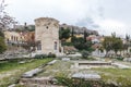 Ruins in Roman Agora and Tower of the Winds or the Horologion of Andronikos Kyrrhestes Royalty Free Stock Photo