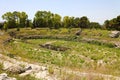 Ruins of the Roman Amphitheatre of Syracuse Siracusa,  on the island of Sicily, Italy Royalty Free Stock Photo