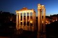 Ruins of the Roman Forum by night Royalty Free Stock Photo