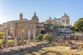 Ruins of Roman Forum and Vittoriano monument in Rome, Italy Royalty Free Stock Photo