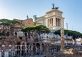 Ruins of Roman Forum and Vittoriano monument in Rome, Italy Royalty Free Stock Photo