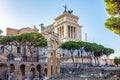 Ruins of Roman Forum and Vittoriano monument in Rome, Italy Royalty Free Stock Photo