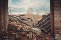 Ruins of a ruined old large factory. Royalty Free Stock Photo