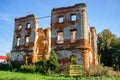 Belkno, Russia - September 2017: Ruins of a ruined 18th century manor in the autumn day
