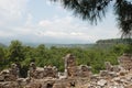 Ruins and ruins are preserved among the green vegetation of the forests of Turkey near Antalya