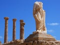 Ruins of Sabratha, Libya - Colonnade and Statue Royalty Free Stock Photo