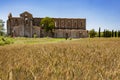 The ruins of San Galgano Abbey in Tuscany Royalty Free Stock Photo