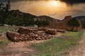 Ruins of of the San JosÃÂ© de los JÃÂ©mez Mission, built in 1621, in the Jemez River Valley at sunrise