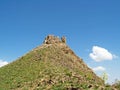 Ruins of Qaleh Dokhtar , Sassanid fire temple  on top of mountain peak in Alborz mountains , Iran Royalty Free Stock Photo