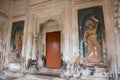 Ruins of Shiva Temple with demolished statues in Puthia, Bangladesh.