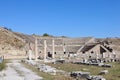 Ruins of small and cosy roman theatre in archaeological site Pergamon in Turkey, lower city Asclepium Royalty Free Stock Photo