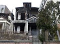 Ruins of small house after fire Bronx NY