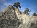 The free high-resolution photo-Ruins somewhere on the hill along the road, blue sky with small clouds Royalty Free Stock Photo