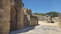 Ruins of the splendid amphitheater, part of archaeological ensemble of Italica, Santiponce, Seville, Spain