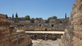 Ruins of the splendid amphitheater, part of archaeological ensemble of Italica, in Santiponce, Seville, Spain