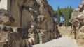 Ruins of the splendid amphitheater, part of archaeological ensemble of Italica, Santiponce, Seville, Spain