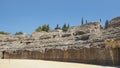 Ruins of the splendid amphitheater, part of archaeological ensemble of Italica, Santiponce, Seville, Spain