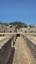 Ruins of the splendid amphitheater, part of archaeological ensemble of Italica, Seville, Spain