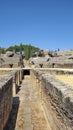 Ruins of the splendid amphitheater, part of archaeological ensemble of Italica, Santiponce, Seville, Andalusia, Spain