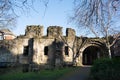 Ruins of St Leonards hospital, York, UK. The ruined medieval building is in the grounds of the Yorkshire museum and gardens