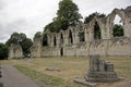Ruins of St Mary Abbey in York, Great Britain in a cloudy summer day