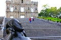 Ruins Of St. Paul And Lady Statue, Macau, China, UNESCO World Heritage Site Royalty Free Stock Photo