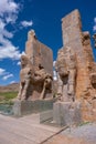 Ruins, statues and murals of ancient persian city of Persepolis in Iran. Most famous remnants of the ancient Persian Royalty Free Stock Photo