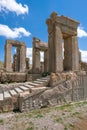 Ruins, statues and murals of ancient persian city of Persepolis in Iran. Most famous remnants of the ancient Persian Royalty Free Stock Photo
