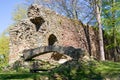 Ruins of the stone mediaval castle, walls