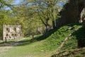 Ruins of the stone mediaval castle, walls