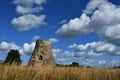 Ruins of a stone medieval windmill. Royalty Free Stock Photo